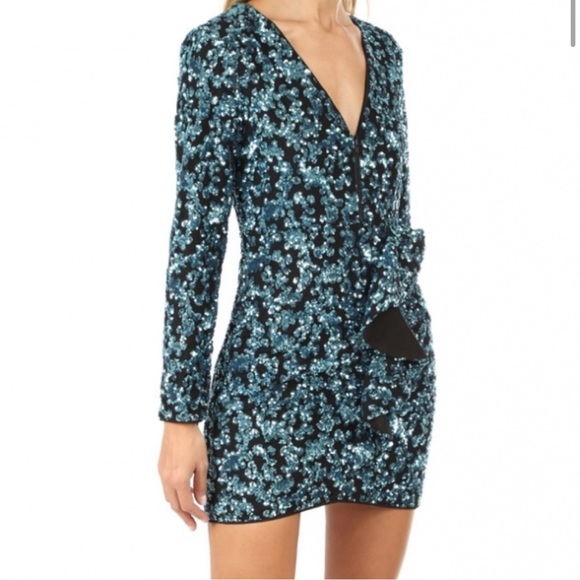 Self Portrait Zip-Front Sequin Frill Mini Dress - Picture 2 of 3